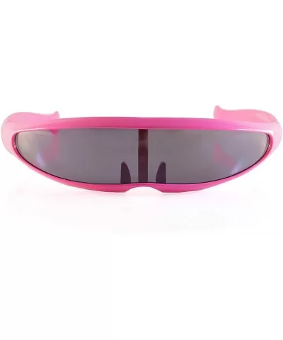 Futuristic Smoke Mono Lens Color Frame Cyber Robot Sunglasses A274 - Pink - C018RS2ILTG $11.86 Shield