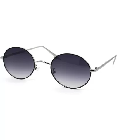 Womens Oval Round Dad Shade Metal Rim Retro Sunglasses - Silver Black Smoke - CM18AH9852O $17.75 Oval