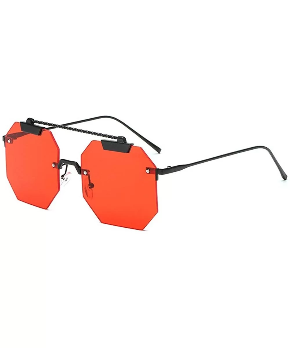 Arrival Designer Sunglasses irregular Glasses - Red - CA18LGU5LR8 $18.56 Rimless