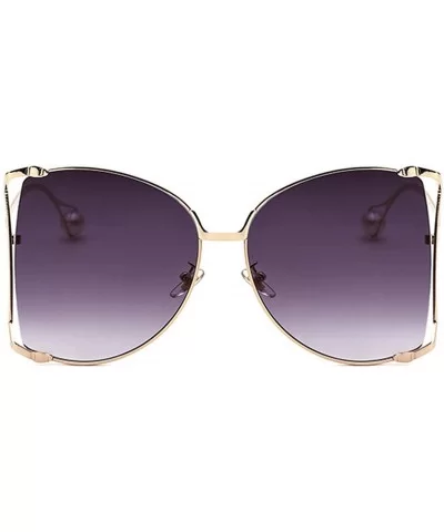 Oversized Sunglasses Women Gradient Men Vintage Metal Sun Glasses Grey Trendy Sunglass O157 - C1 Gold-grey - CC198ZRDOYX $57....