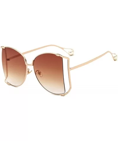 Oversized Sunglasses Women Gradient Men Vintage Metal Sun Glasses Grey Trendy Sunglass O157 - C1 Gold-grey - CC198ZRDOYX $57....