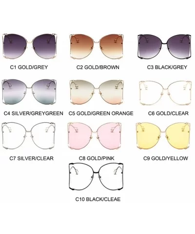 Oversized Sunglasses Women Gradient Men Vintage Metal Sun Glasses Grey Trendy Sunglass O157 - C1 Gold-grey - CC198ZRDOYX $57....