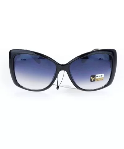 Square Butterfly Oversized Frame Sunglasses Womens Eyewear UV 400 - Black - C8186COO5EN $16.78 Butterfly