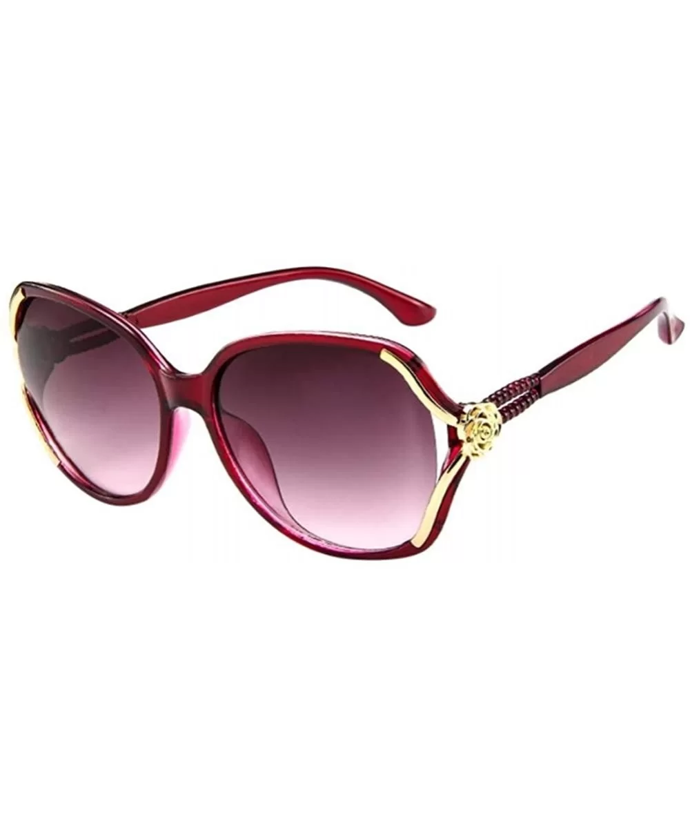 Women's Sunglasses-Vintage Rose Flower Big Frame Eyewear Sunglasses for Women - F - C118E5KK7T2 $12.14 Sport