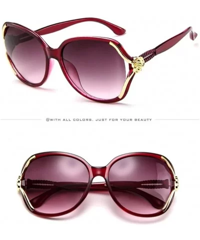 Women's Sunglasses-Vintage Rose Flower Big Frame Eyewear Sunglasses for Women - F - C118E5KK7T2 $12.14 Sport