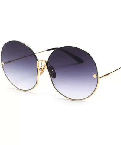 Luxury Vintage Round Sunglasses Women Fashion Half Frame Tinted Lens Oversized Sun Glasses Big Shades - CL197Y7QXM4 $33.73 Round