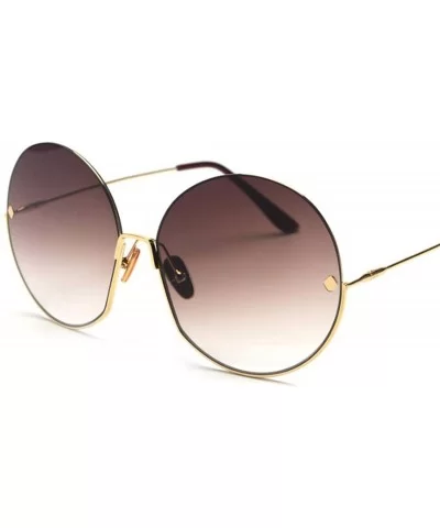 Luxury Vintage Round Sunglasses Women Fashion Half Frame Tinted Lens Oversized Sun Glasses Big Shades - CL197Y7QXM4 $33.73 Round