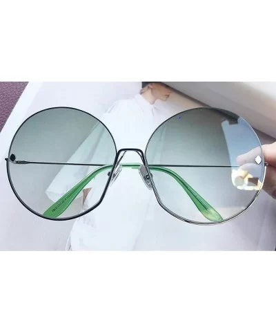 Luxury Vintage Round Sunglasses Women Fashion Half Frame Tinted Lens Oversized Sun Glasses Big Shades - CL197Y7QXM4 $33.73 Round