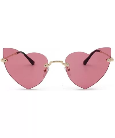 Sunglasses For Women Men Heart Decorative Sunglasses metal edge Round Mirrored Lens Retro - Wine - CN18UGHHM72 $8.47 Round