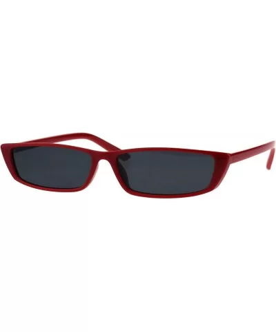Womens Trendy Skinny Sunglasses Wide Rectangular Frame UV 400 - Red (Black) - CN18GNIHM8Z $13.48 Rectangular