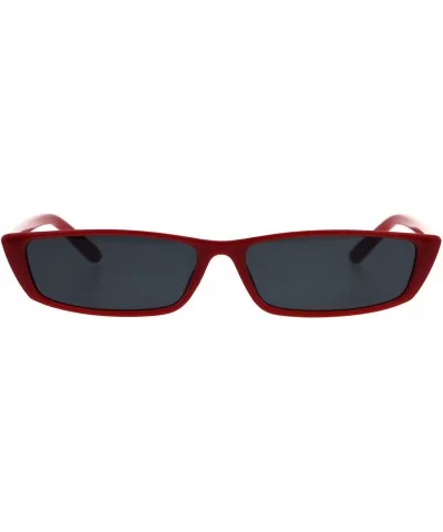 Womens Trendy Skinny Sunglasses Wide Rectangular Frame UV 400 - Red (Black) - CN18GNIHM8Z $13.48 Rectangular