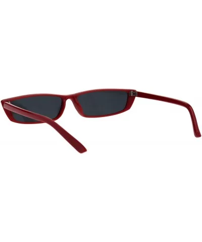 Womens Trendy Skinny Sunglasses Wide Rectangular Frame UV 400 - Red (Black) - CN18GNIHM8Z $13.48 Rectangular