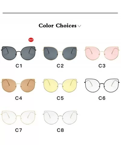 2019 New Big Cat Eye Sunglasses Women Men Luxury Brand Designer Fashion C7 - C8 - C318YZTAC66 $10.80 Aviator