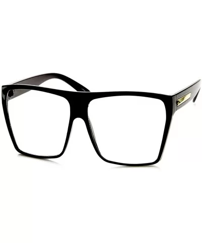 Super Huge Oversized Large Obtuse Sunglasses Glasses Unisex Retro Flat Top Square Frame - Black-gold-clear - C712BTIWKO7 $12....