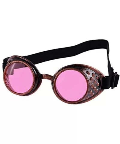 Cyber Goggles Steampunk Welding Goth Cosplay Vintage Goggles Rustic - Pink - CF1947UAHNZ $11.75 Goggle