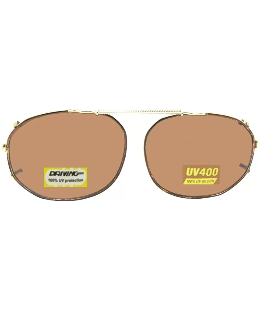 Round Square Non Polarized Driving Lens Clip-on - Gold/Brown-non Polarized Amber Lens - CE189RK8KOU $26.46 Round