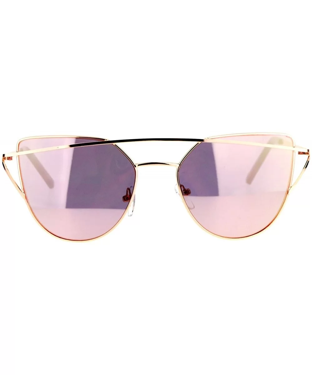 Mirrored Mirror Unique Double Wire Brow Cat Eye Sunglasses - Gold Peach - C712JDH33M9 $18.07 Cat Eye