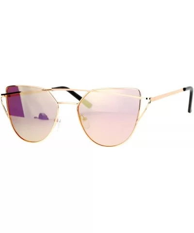 Mirrored Mirror Unique Double Wire Brow Cat Eye Sunglasses - Gold Peach - C712JDH33M9 $18.07 Cat Eye