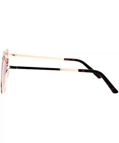 Mirrored Mirror Unique Double Wire Brow Cat Eye Sunglasses - Gold Peach - C712JDH33M9 $18.07 Cat Eye