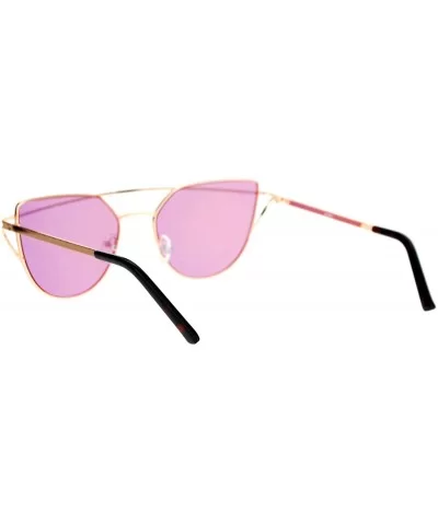 Mirrored Mirror Unique Double Wire Brow Cat Eye Sunglasses - Gold Peach - C712JDH33M9 $18.07 Cat Eye