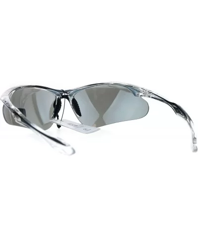 Xloop Sunglasses Mens Sports Eyewear Half Rim Lite Wrap Around UV 400 - Black Clear (Silver Mirror) - CY184DC6IZX $14.27 Wrap