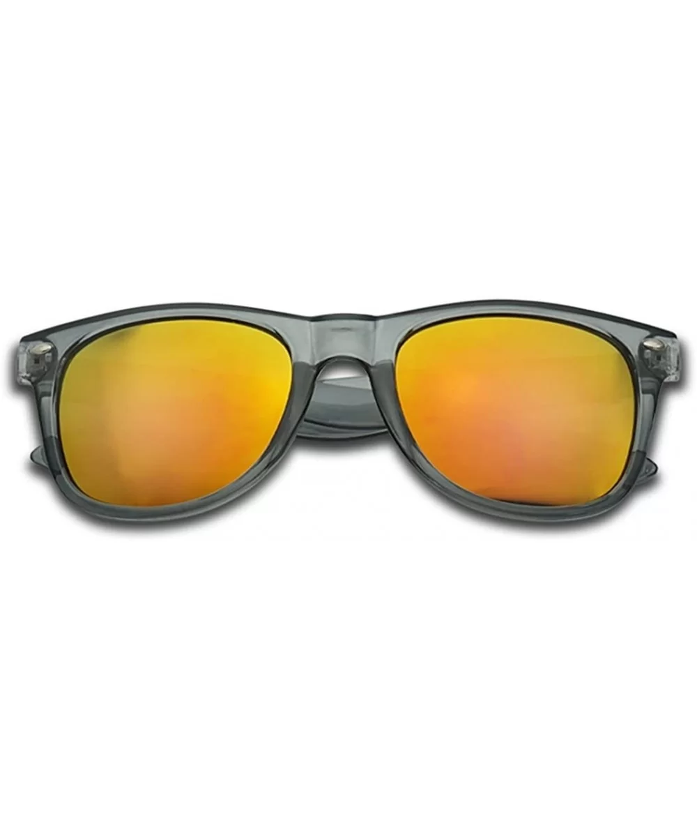 Colorful Classic 80's Vintage Colored Pantone & Mirrored Lens Sunglasses - Transparent Grey - CV18EQ9EX8C $14.14 Wayfarer