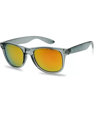 Colorful Classic 80's Vintage Colored Pantone & Mirrored Lens Sunglasses - Transparent Grey - CV18EQ9EX8C $14.14 Wayfarer