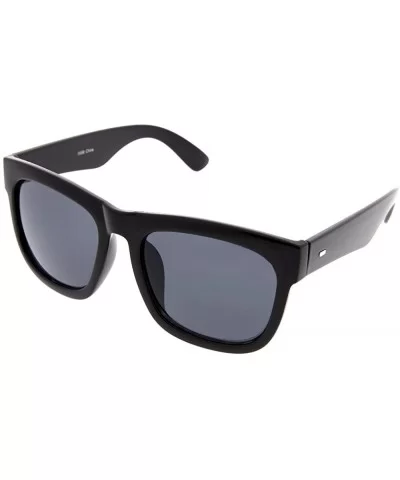 Oversized Sunglasses Super Dark Lens Black Thick Horn Rim Frame - CL11D8YCOW9 $12.69 Aviator