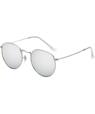 Vintage Metal Round Oversized Sunglasses & Case Designer Sunglasse Women - Silver&silver - CR1808EUM8X $18.84 Sport