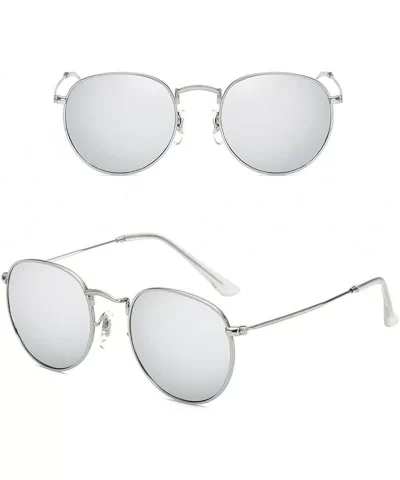 Vintage Metal Round Oversized Sunglasses & Case Designer Sunglasse Women - Silver&silver - CR1808EUM8X $18.84 Sport