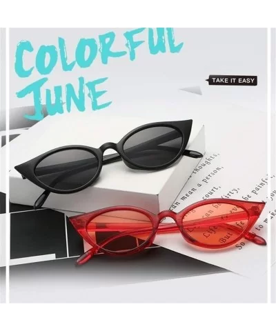 Cateye Women Sunglasses Classic Retro Vintage Oval Sunglasses For Women Eeywear UV400 - Redgray - CY1999HEX2L $13.10 Oval