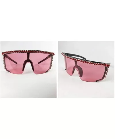 Fashion Lady Large Frame Brand Designer Luxury Diamond Sunglasses Men goggle UV400 - Red - CV18RYXM2XN $21.80 Goggle