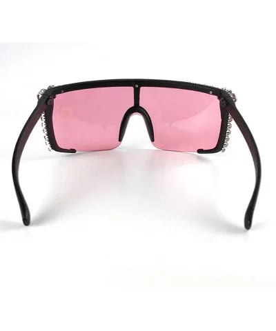 Fashion Lady Large Frame Brand Designer Luxury Diamond Sunglasses Men goggle UV400 - Red - CV18RYXM2XN $21.80 Goggle