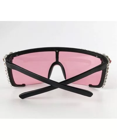 Fashion Lady Large Frame Brand Designer Luxury Diamond Sunglasses Men goggle UV400 - Red - CV18RYXM2XN $21.80 Goggle