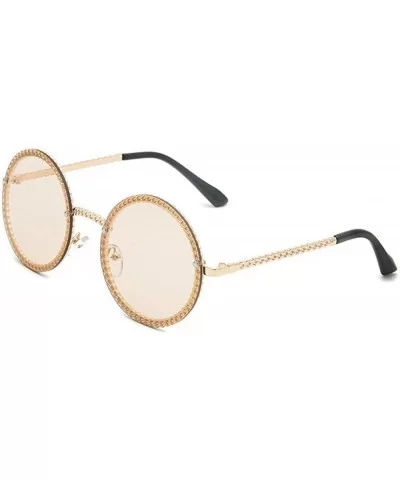 New modern retro round rope design trend street shooting ocean piece sunglasses - Orange - CS18LXSYQ70 $16.59 Round