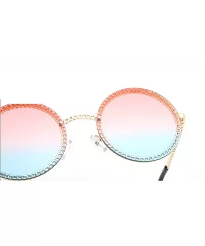 New modern retro round rope design trend street shooting ocean piece sunglasses - Orange - CS18LXSYQ70 $16.59 Round