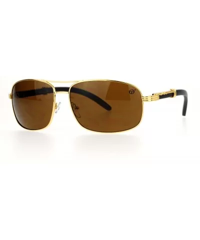 Unisex Navigator Sunglasses Vintage Fashion Square Rectangular Frame - Gold (Brown) - CH1884AWNG3 $18.40 Rectangular