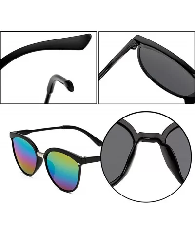 Non-Polarized New Women's Eyewear Oversized Retro Square Sunglasses - Bright Black Frame Colorful Lens - CL18DOR6A07 $10.67 S...