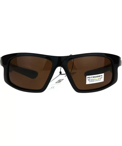 Nitrogen Mens Polarized Lens Sunglasses Wrap Around Rectangular UV 400 - Black Orange - C1189WDAM42 $17.63 Rectangular