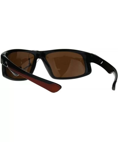 Nitrogen Mens Polarized Lens Sunglasses Wrap Around Rectangular UV 400 - Black Orange - C1189WDAM42 $17.63 Rectangular