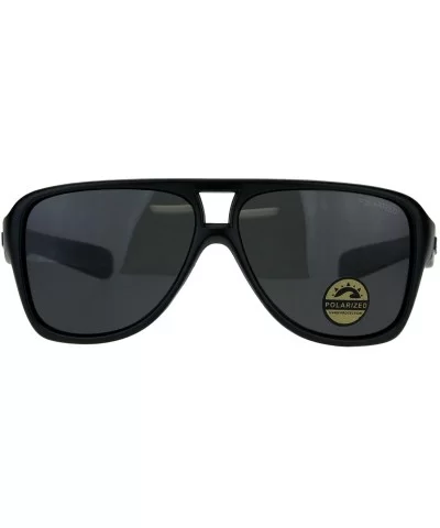 Polarized Lens Kush Sunglasses Mens Matte Black Racer Frame UV 400 - Black/White - CF18KOGKS0S $18.22 Sport