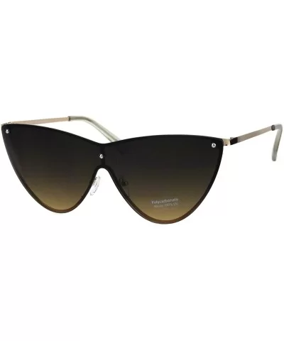 Womens Cateye Sunglasses Metal Rims Behind Ombre Color Lens UV 400 - Gold (Smoke Brown) - CJ18Q9H38ZD $13.27 Oversized