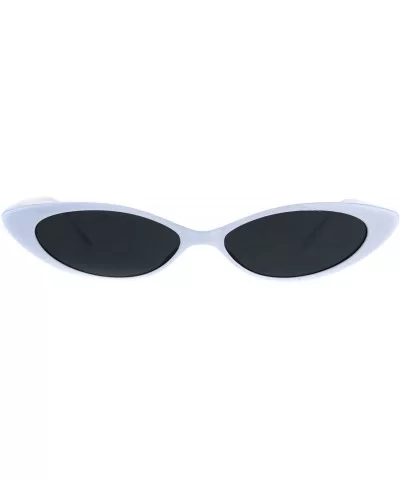 Skinny Flat Sunglasses Womens Oval Wide Frame Retro Fashion UV 400 - White - CY18EOA36A6 $14.98 Oval