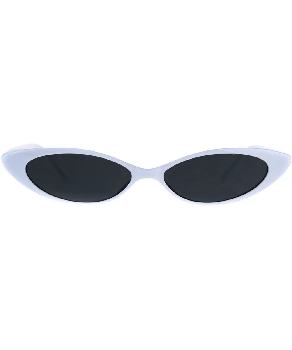 Skinny Flat Sunglasses Womens Oval Wide Frame Retro Fashion UV 400 - White - CY18EOA36A6 $14.98 Oval