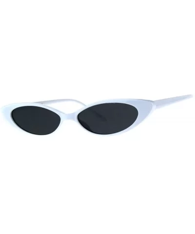 Skinny Flat Sunglasses Womens Oval Wide Frame Retro Fashion UV 400 - White - CY18EOA36A6 $14.98 Oval