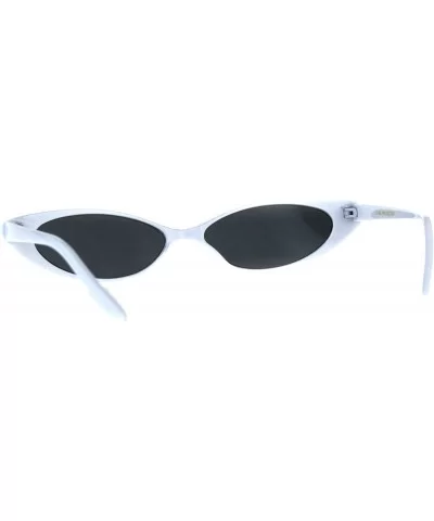 Skinny Flat Sunglasses Womens Oval Wide Frame Retro Fashion UV 400 - White - CY18EOA36A6 $14.98 Oval