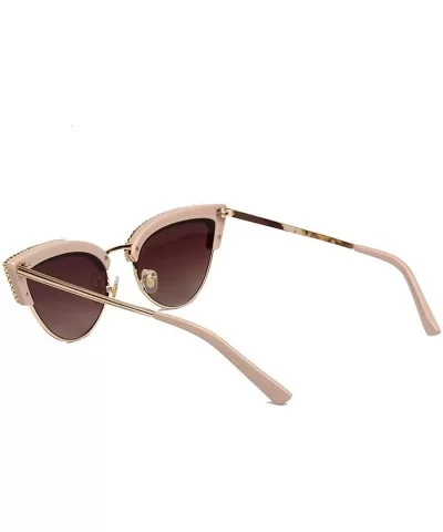 Women's Cat Eye Rhinestone Sunglasses PC Frame Fashion UV400 Protection Glasses - Pink-brown - CR195WHX7AT $26.53 Cat Eye