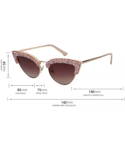 Women's Cat Eye Rhinestone Sunglasses PC Frame Fashion UV400 Protection Glasses - Pink-brown - CR195WHX7AT $26.53 Cat Eye