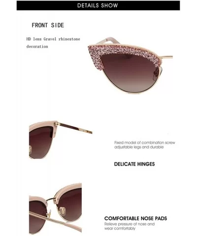 Women's Cat Eye Rhinestone Sunglasses PC Frame Fashion UV400 Protection Glasses - Pink-brown - CR195WHX7AT $26.53 Cat Eye