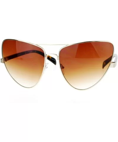 Unique Metal Cateye Sunglasses Womens Retro Butterfly Frame UV 400 - Gold Tortoise - C0189273RCA $13.18 Butterfly
